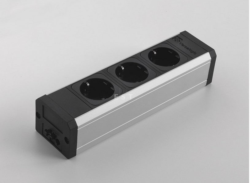 ASA 06100E00014 Zásuvková jednotka univerzální VERSATEK PRO, 2x230V, 1xUSB 5V (nabíječka: typ A+C), 2x volná pozice, eloxovaný hliník/černá ASA 06100E00014 Zásuvková jednotka univerzální VERSATEK PRO, 2x230V, 1xUSB 5V (nabíječka: typ A+C), 2x volná pozice, eloxovaný hliník/černá
